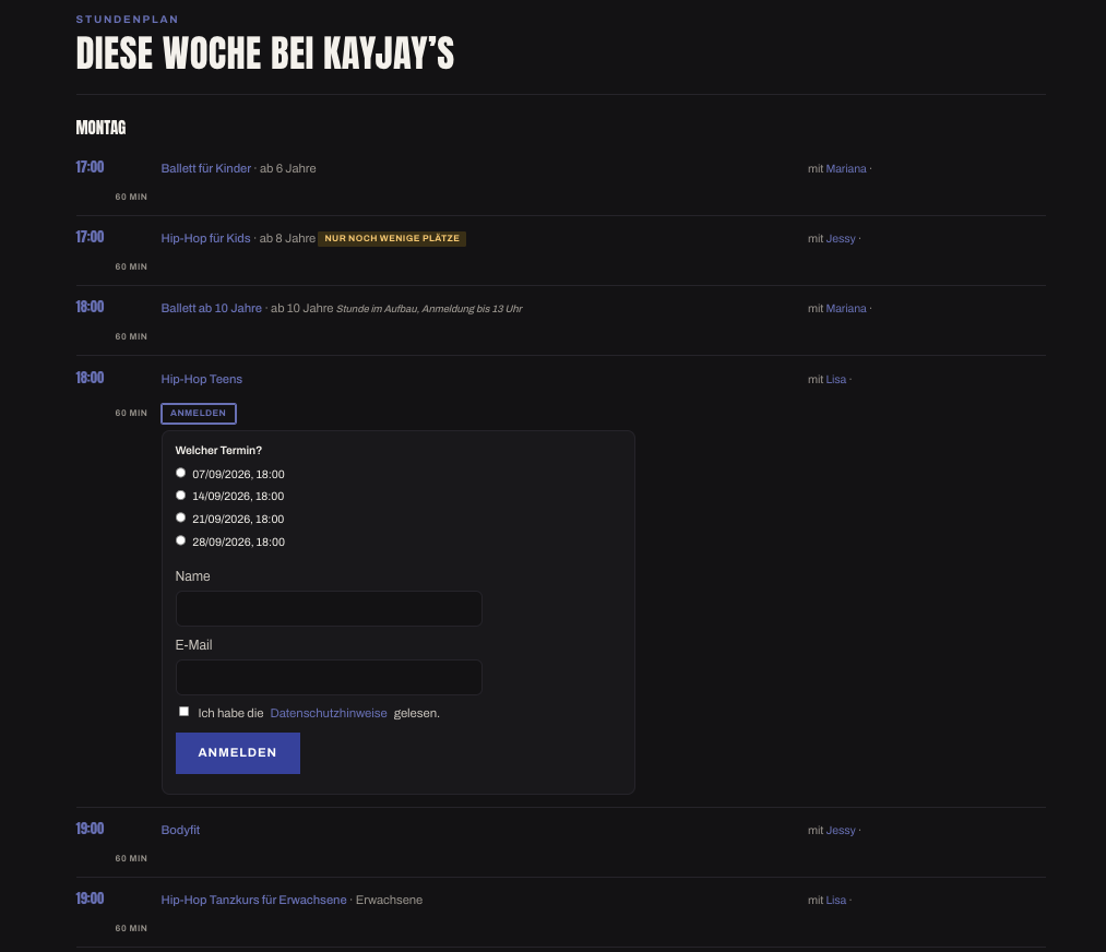 Terminkalender — jetzt Mockup, echter Screenshot zum Launch
